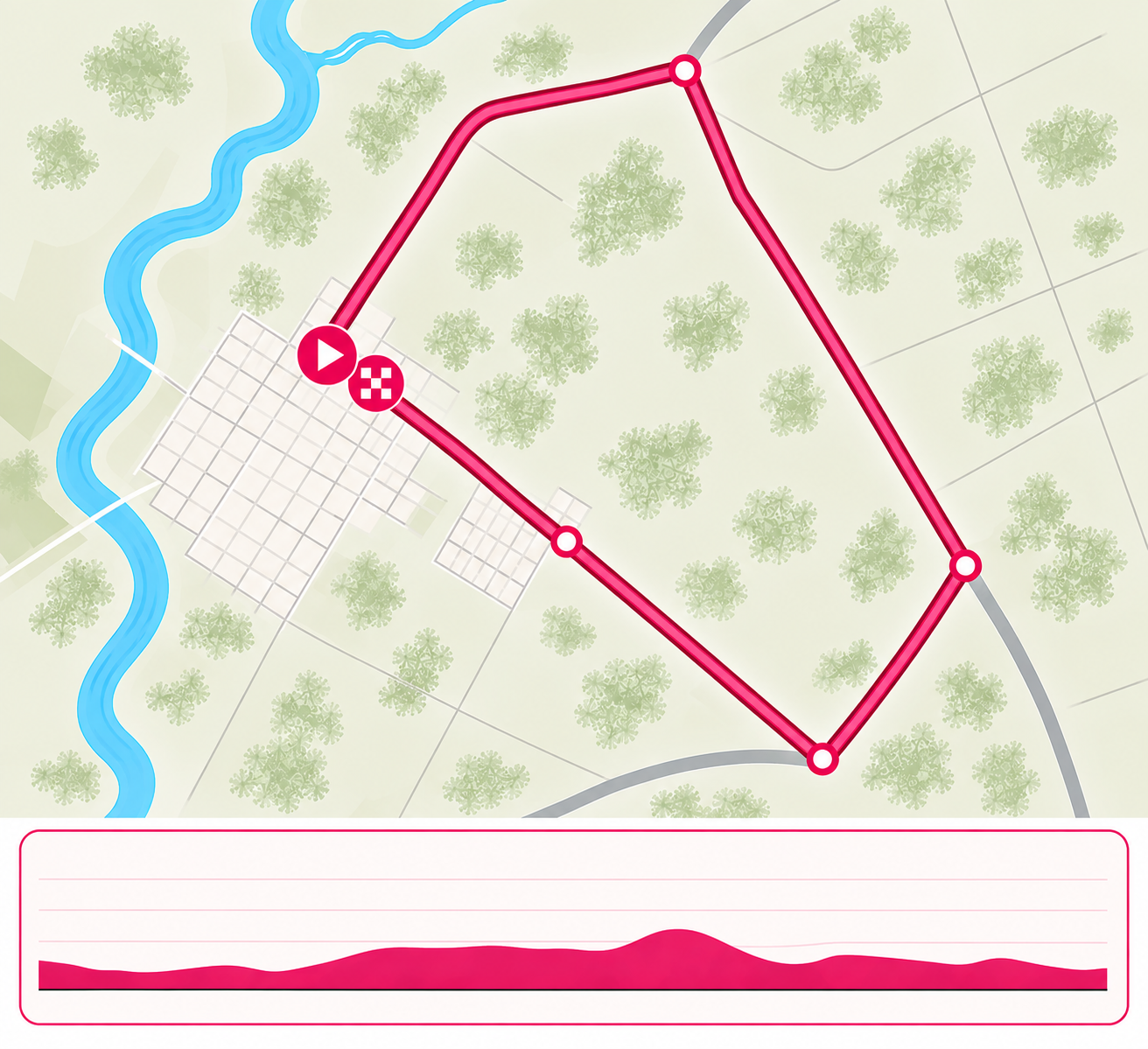 Mapa del circuito — salida frente al Municipio de Aguas Corrientes, 8,11 km